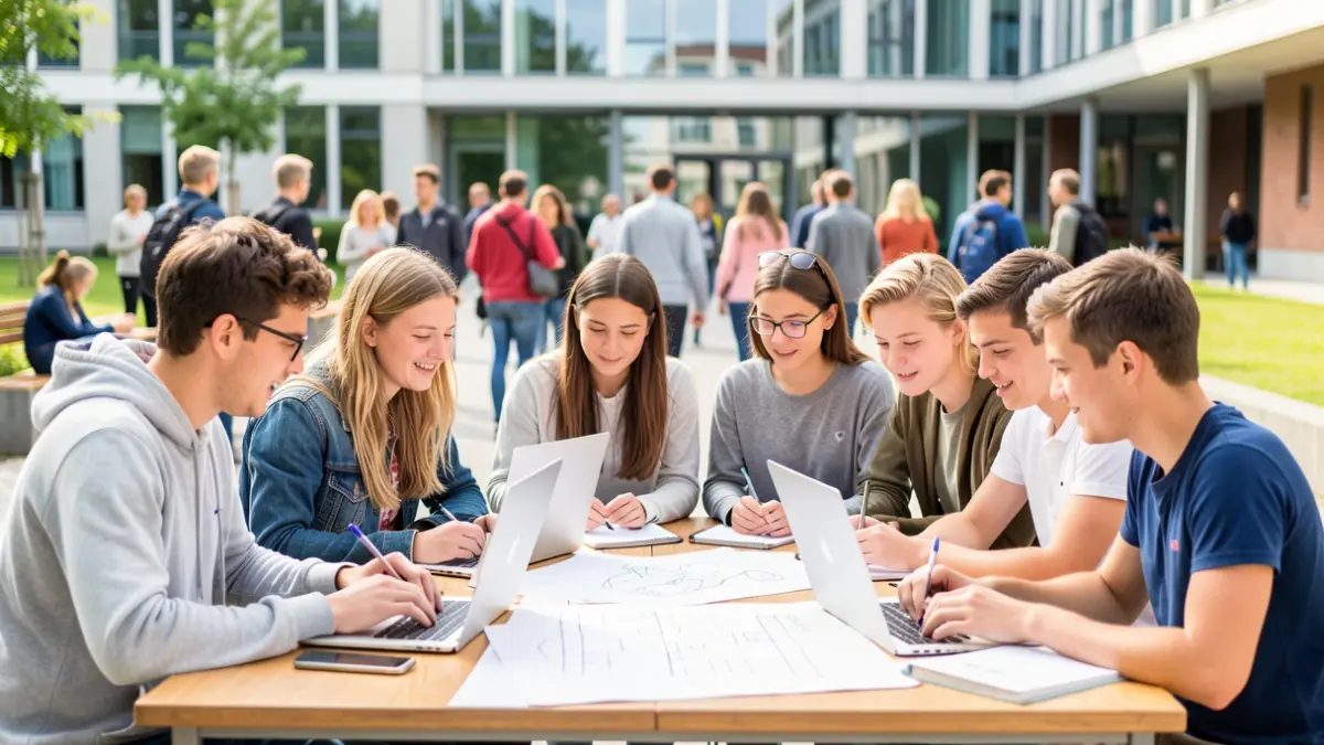 Imatge genèrica de joves estudiants i especialistes col·laborant en un projecte universitari.