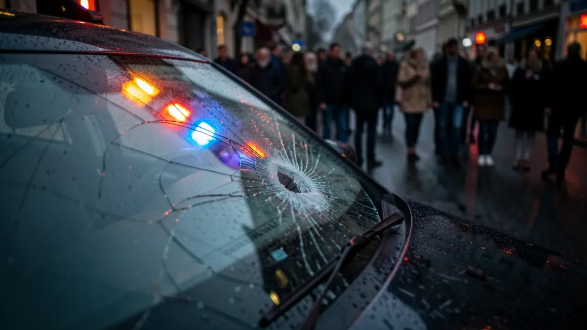 Generic image of a traffic accident with emergency lights.