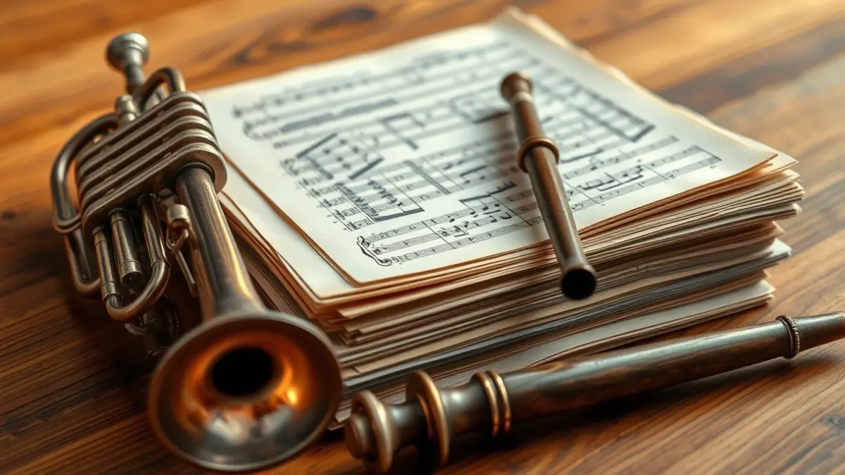 Imatge genèrica de partitures antigues i instruments musicals, evocant la història de la música.