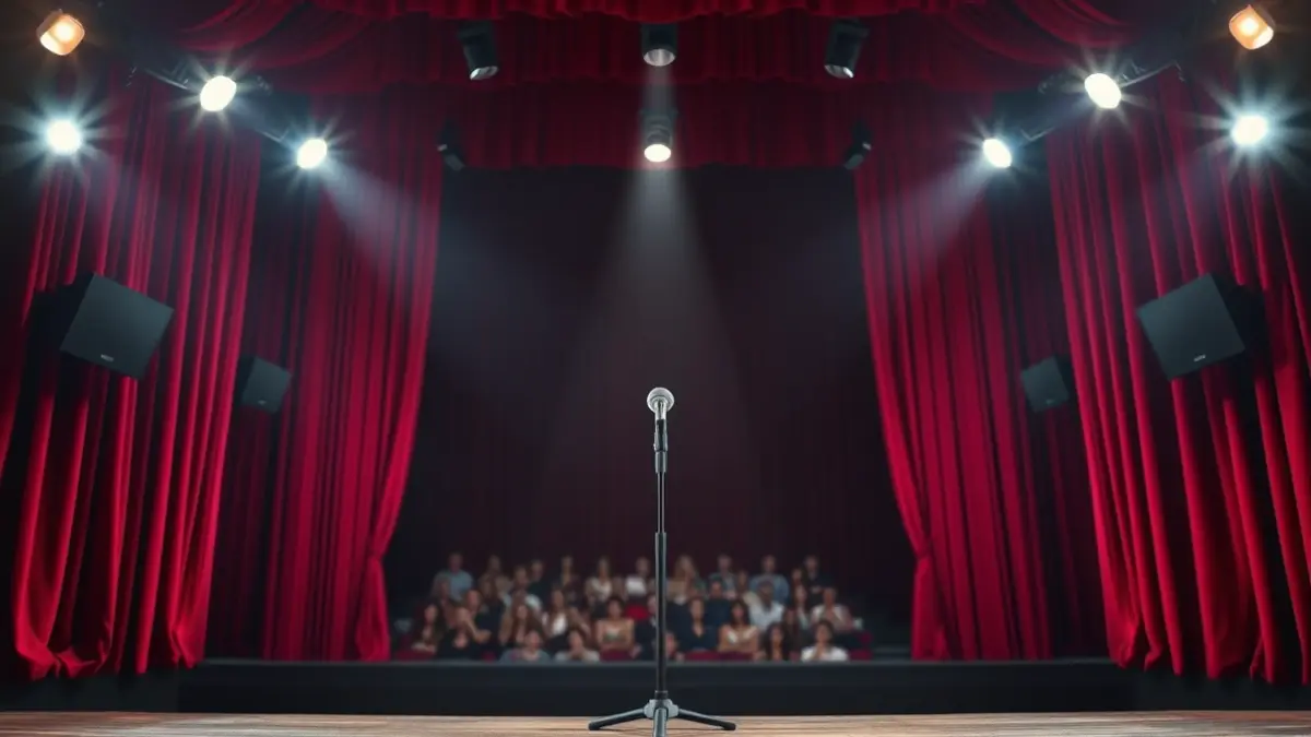 Imatge genèrica d'un escenari de teatre amb cortines de vellut roig i focus, evocant un homenatge.