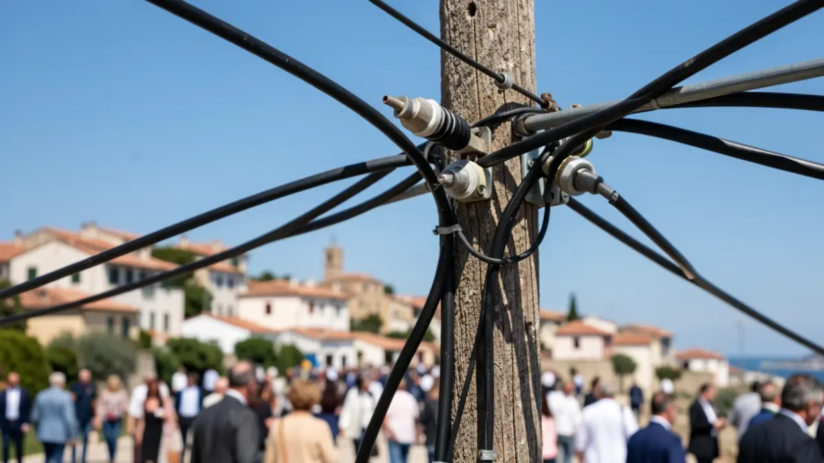 Imatge genèrica de pals elèctrics amb cables.