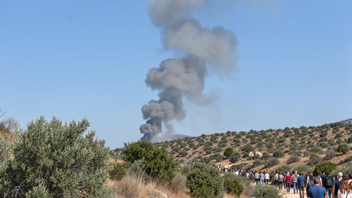 Generic image of vegetation fire smoke on a Mediterranean mountain.