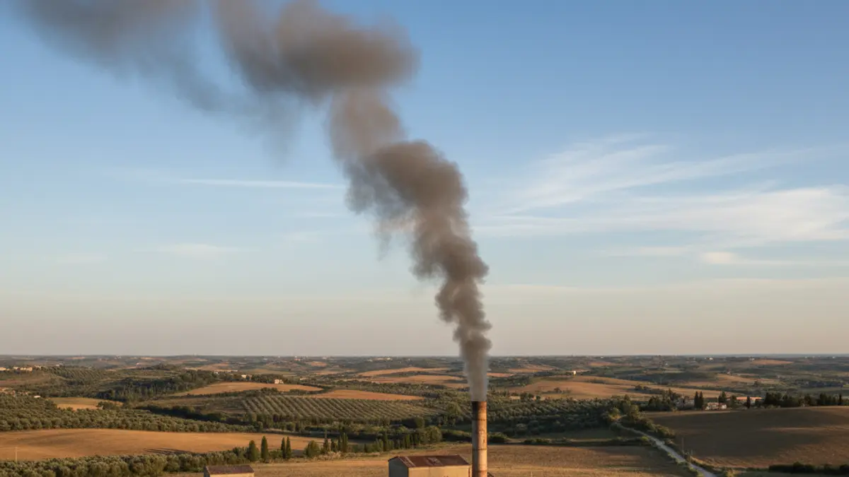 Image of a smoke column rising from a company in Vall d'Alba.