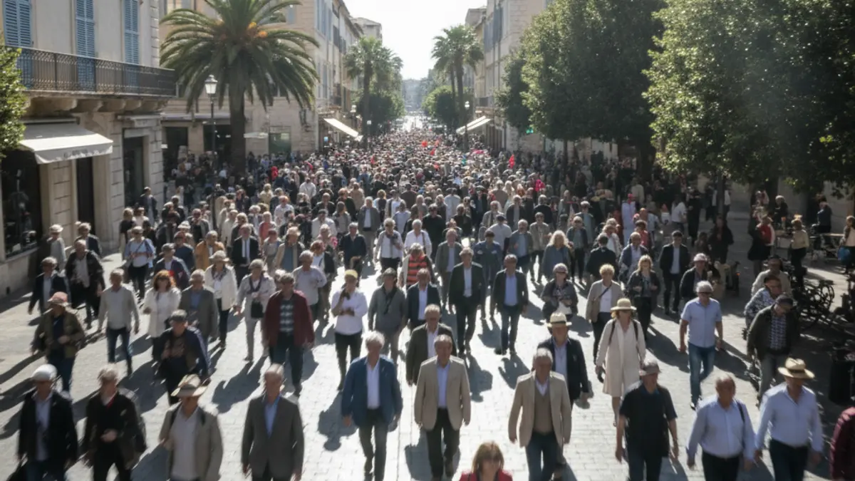 Generic image of a teachers' protest in a Mediterranean city street.