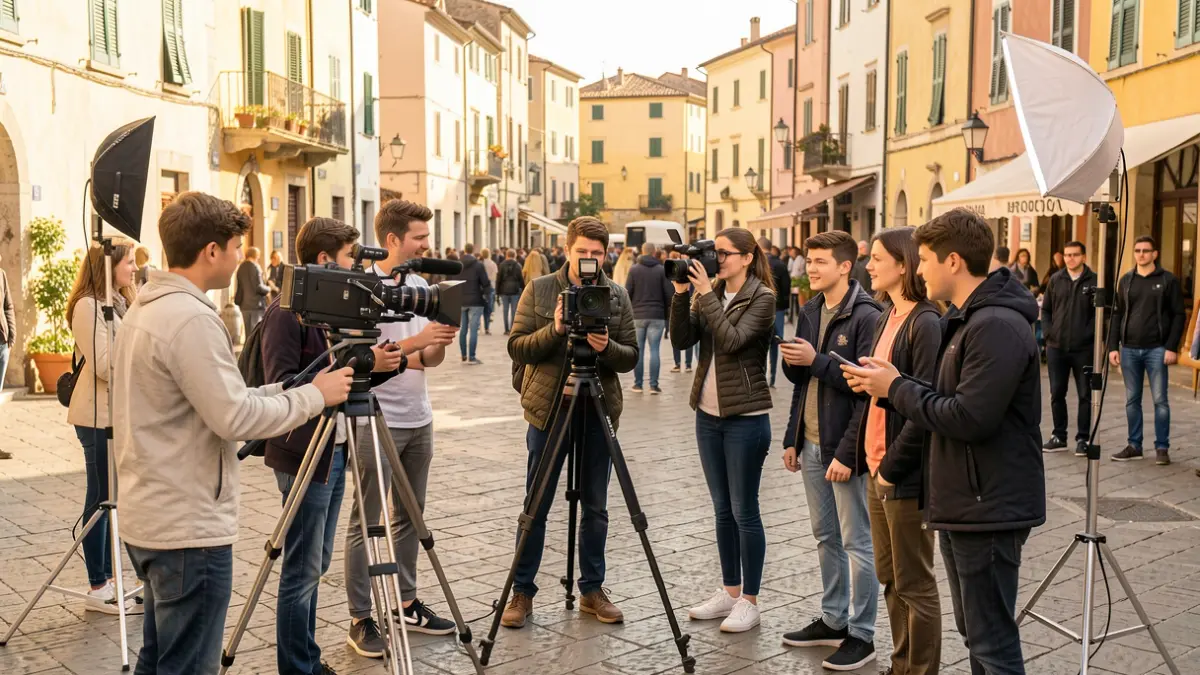 Imagen genérica de jóvenes filmando una serie de comedia.