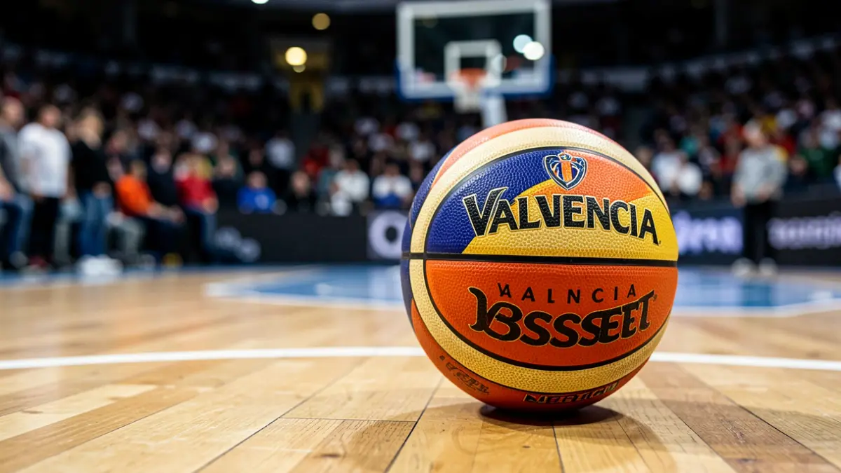 Valencia Basket basketball on the court.
