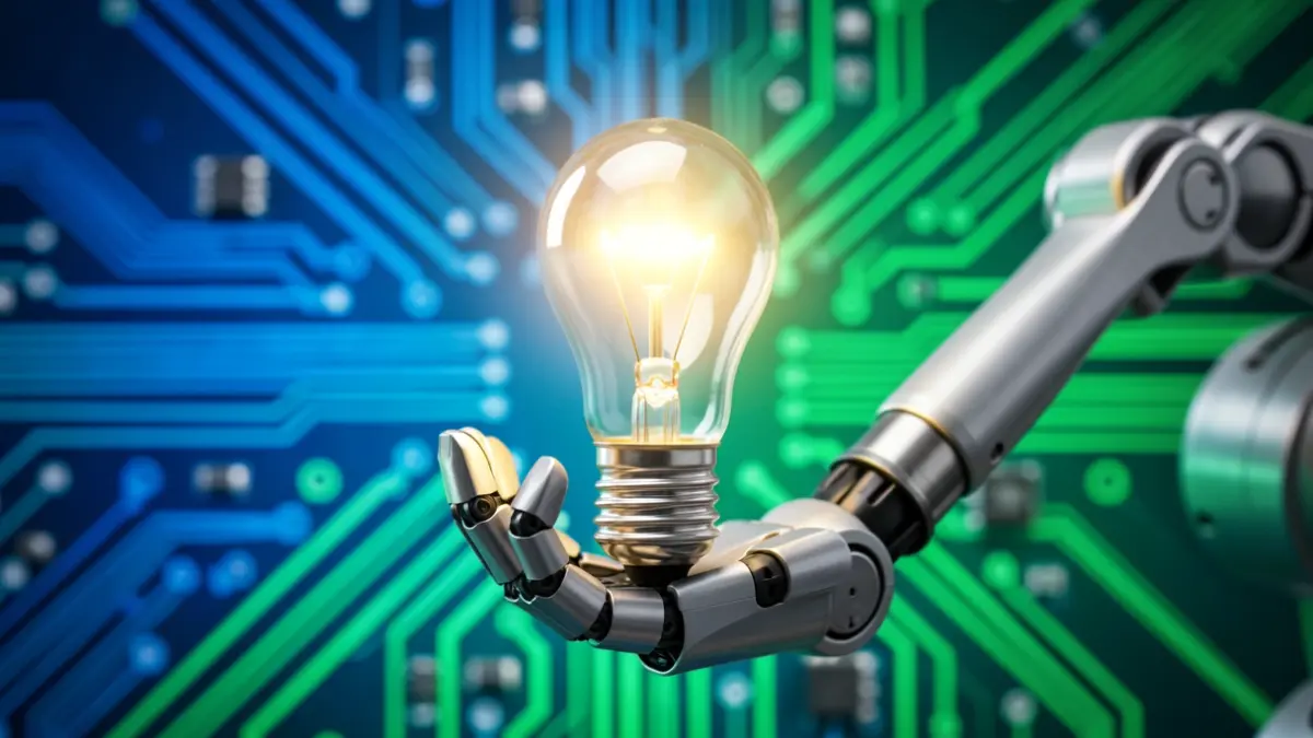 Generic image of a robotic arm holding a glowing lightbulb.