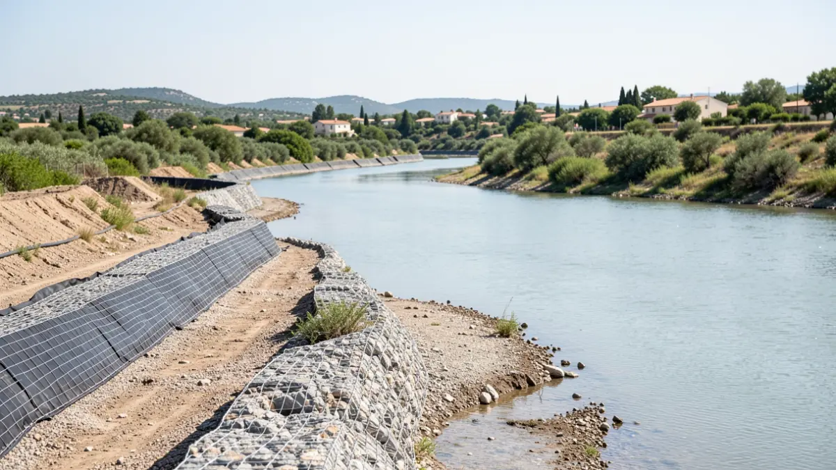 Imagen genérica de obras de refuerzo en un río.