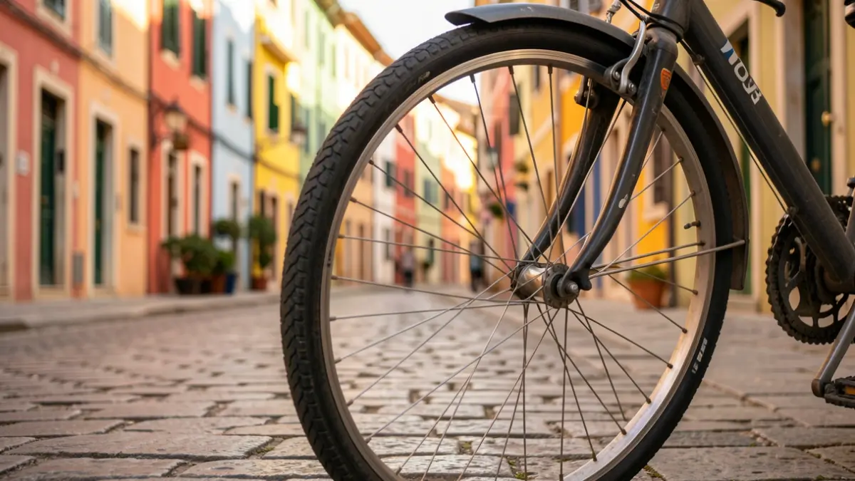 Imatge genèrica d'un carril bici urbà en una ciutat mediterrània.