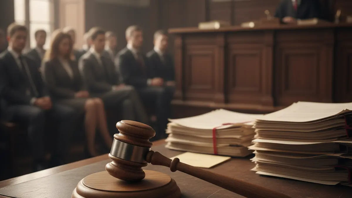 Generic image of a judge's gavel on a wooden desk in a courtroom.