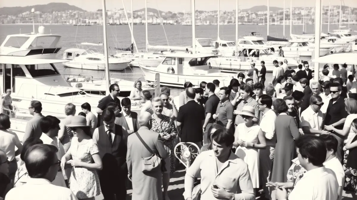 Imagen de archivo de un encuentro social en un club náutico de Alicante en los años 60.