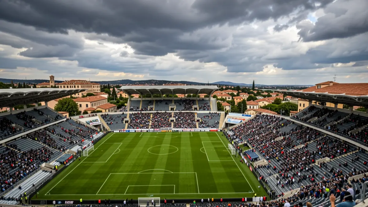 Imagen genérica de un estadio de fútbol con el campo preparado para un partido importante.