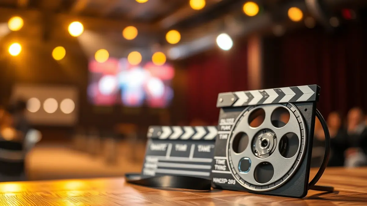 Imatge genèrica d'un rodet de pel·lícula i una claqueta, símbols d'un festival de cinema.