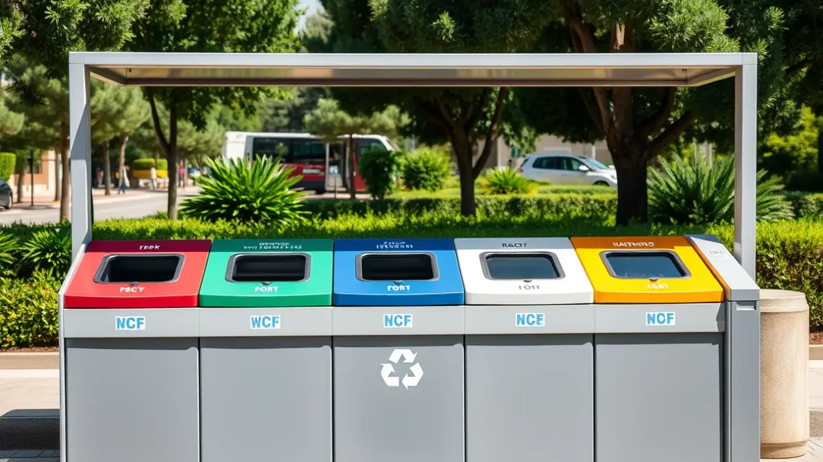 Imagen genérica de un punto de recogida de residuos con contenedores de reciclaje.