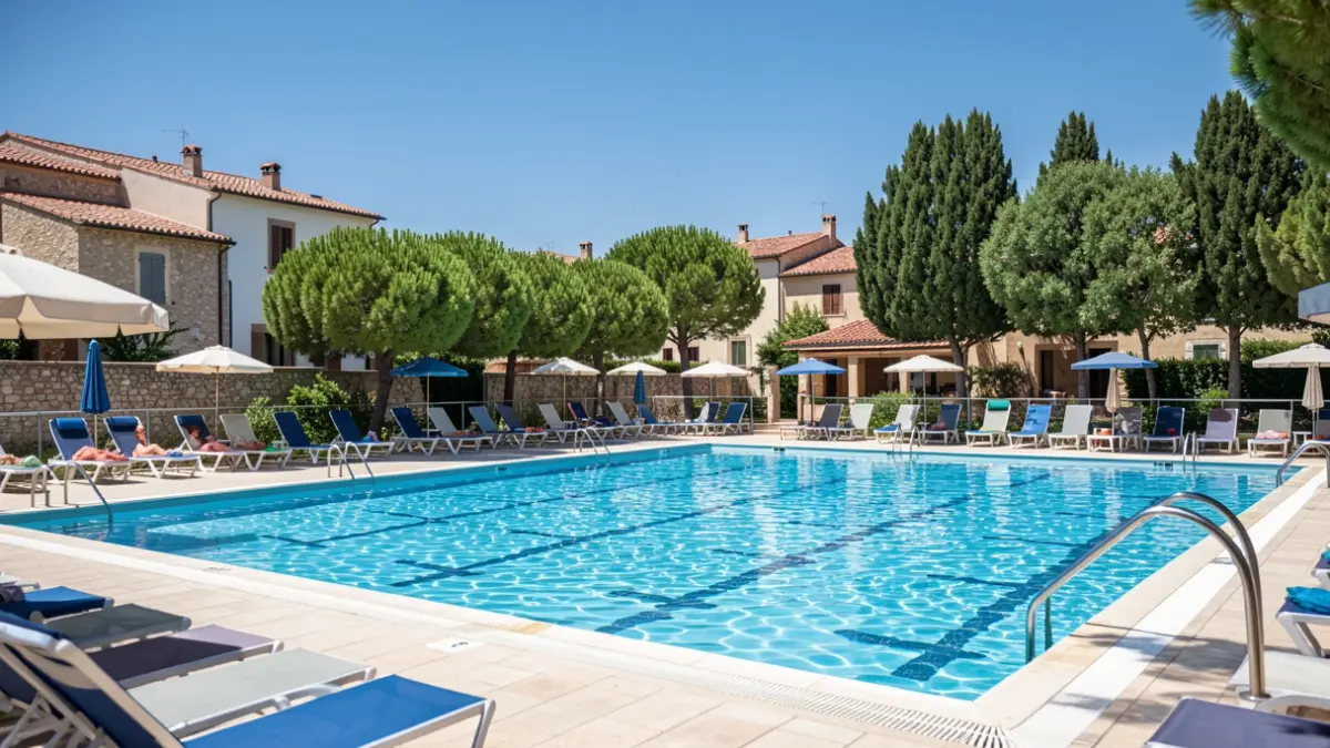Imatge genèrica d'una piscina municipal en un dia assolellat.