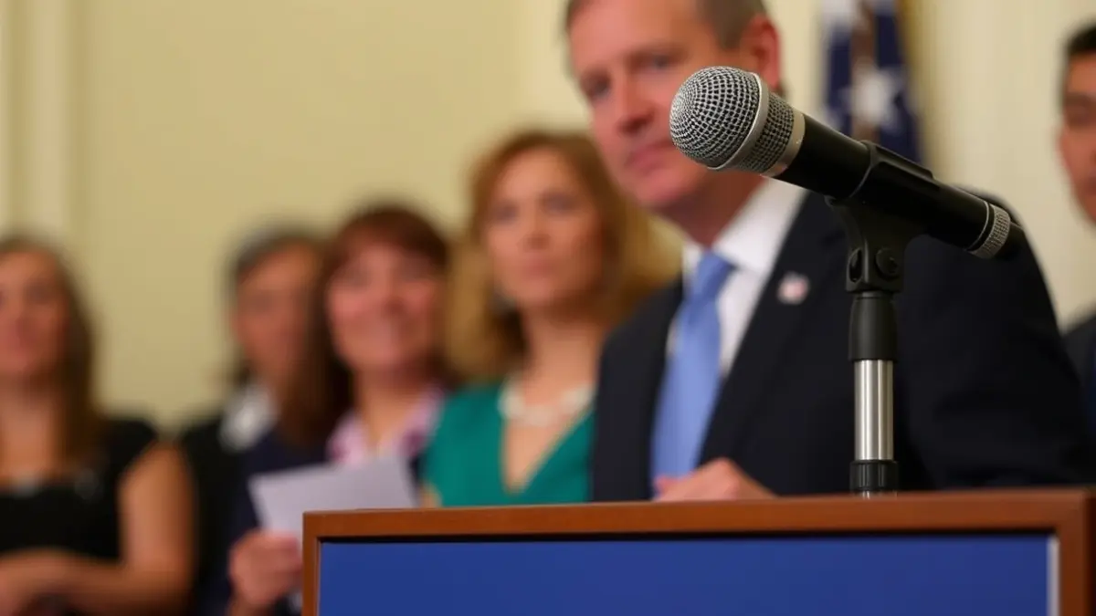 Generic image of a microphone on a podium, representing a political statement or official announcement.