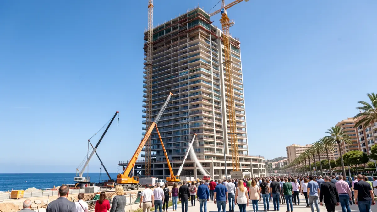Generic image of a residential skyscraper construction site in Benidorm.