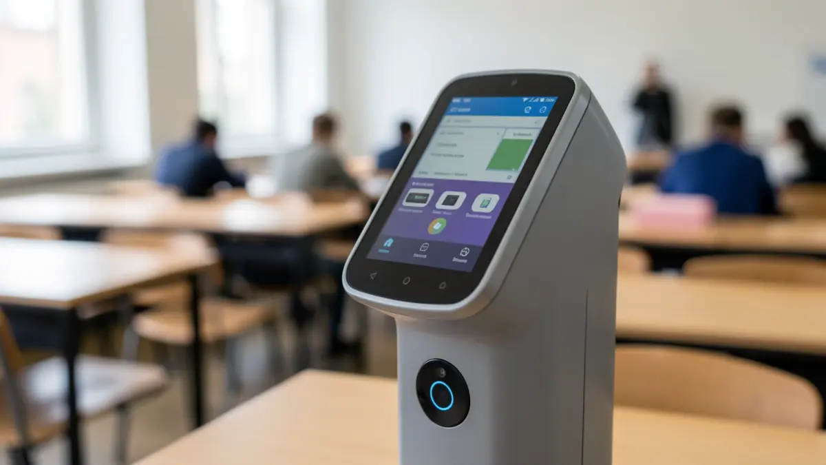 Imatge genèrica d'un detector de dispositius electrònics en un entorn d'examen universitari.