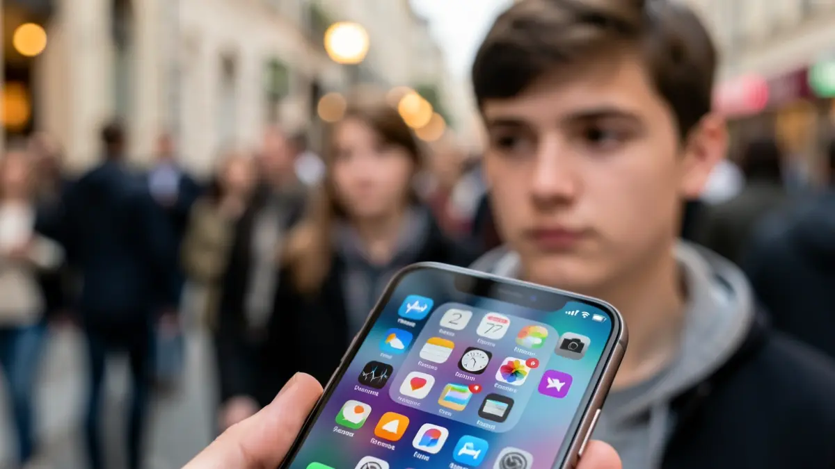 Imatge genèrica d'un telèfon mòbil amb icones de xarxes socials.