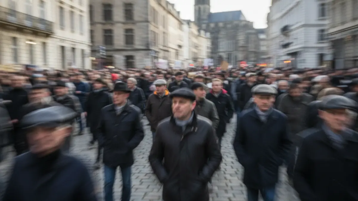 Generic image of an educational protest or strike in an urban setting.