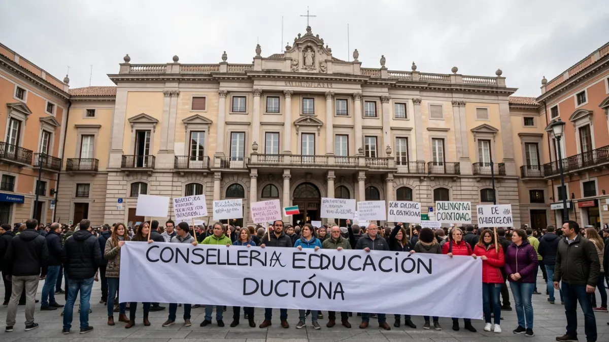 Imagen genérica de manifestantes frente a la Conselleria de Educación en Valencia.