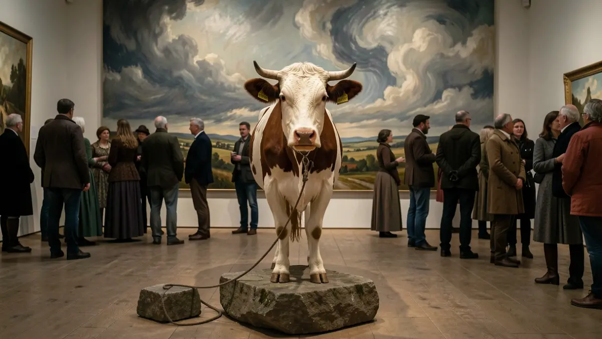 Imagen genérica de una vaca en una galería de arte.