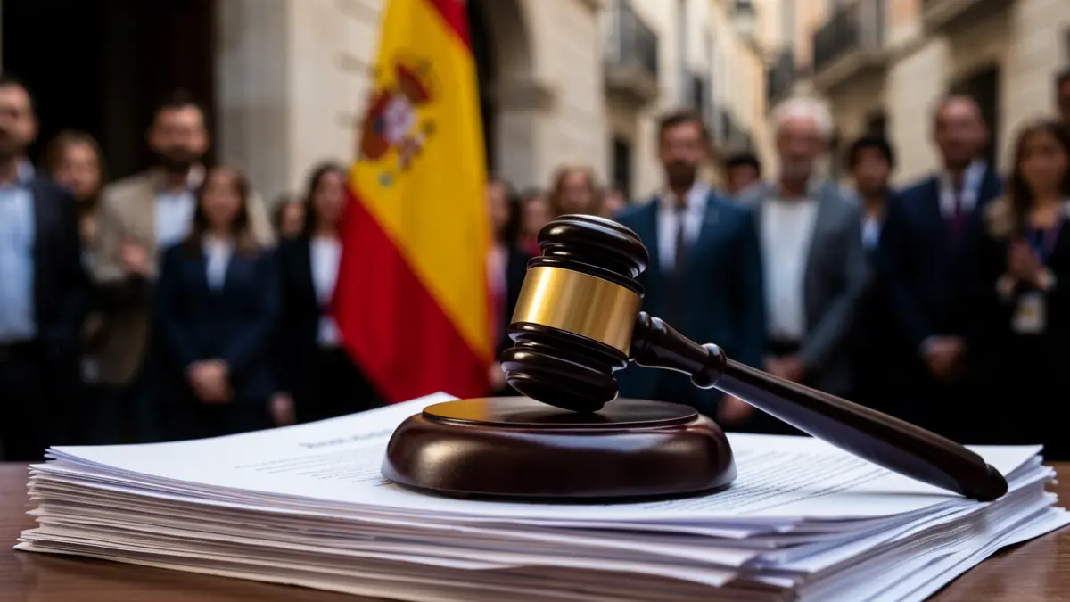 Imatge genèrica d'un martell de jutge sobre documents legals.