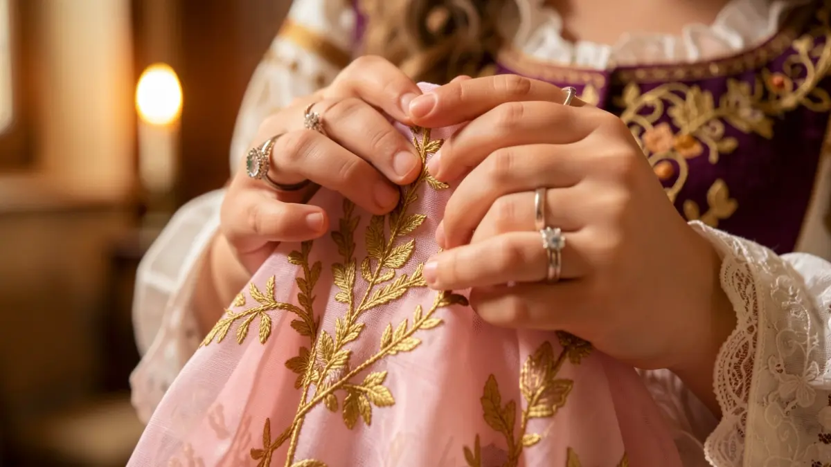 Imagen genérica de un detalle de un traje de fiesta tradicional.