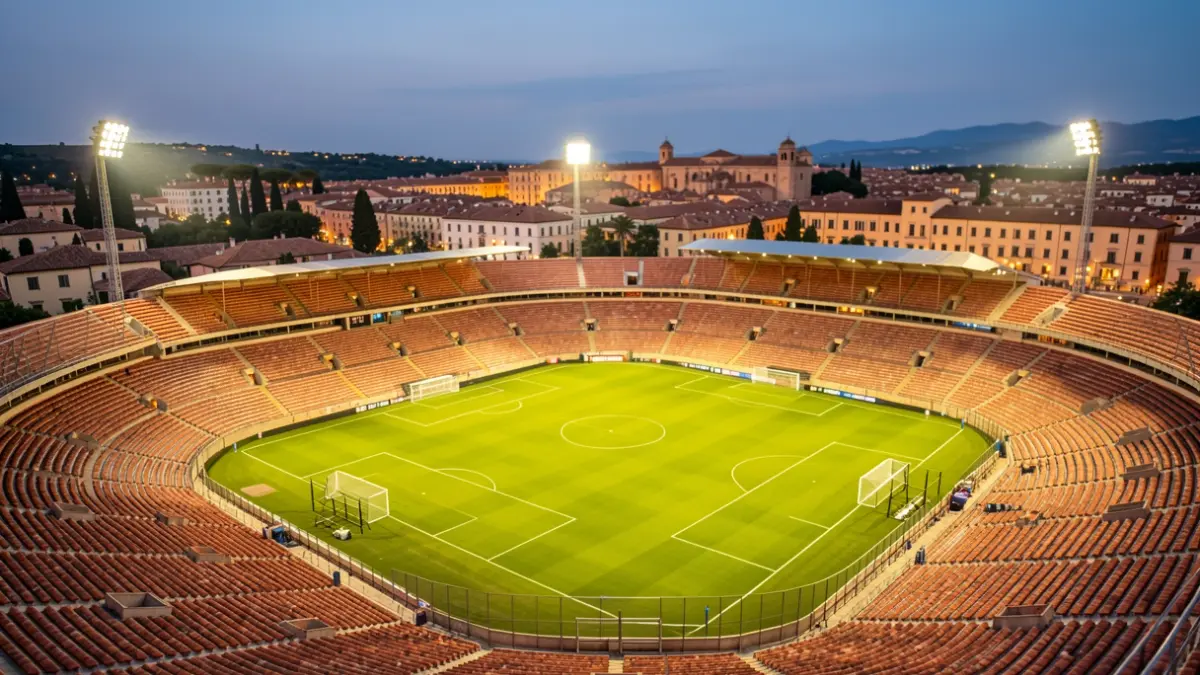Generic image of a football stadium at dusk.