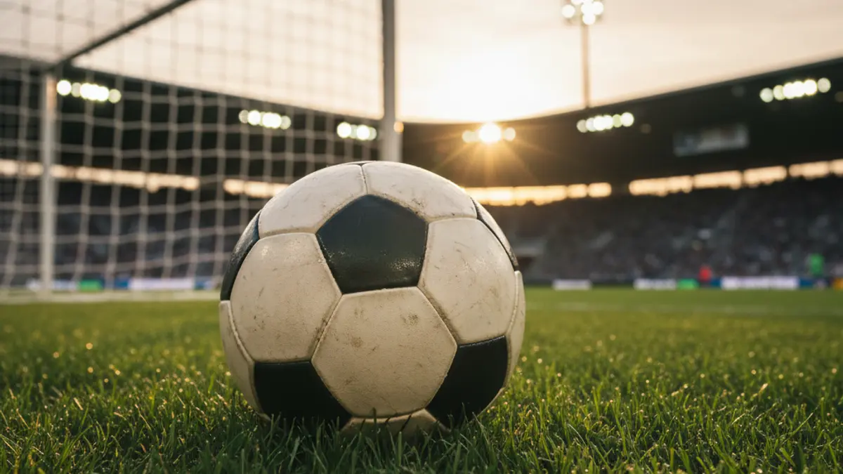 Imatge genèrica d'una pilota de futbol en la gespa d'un estadi.