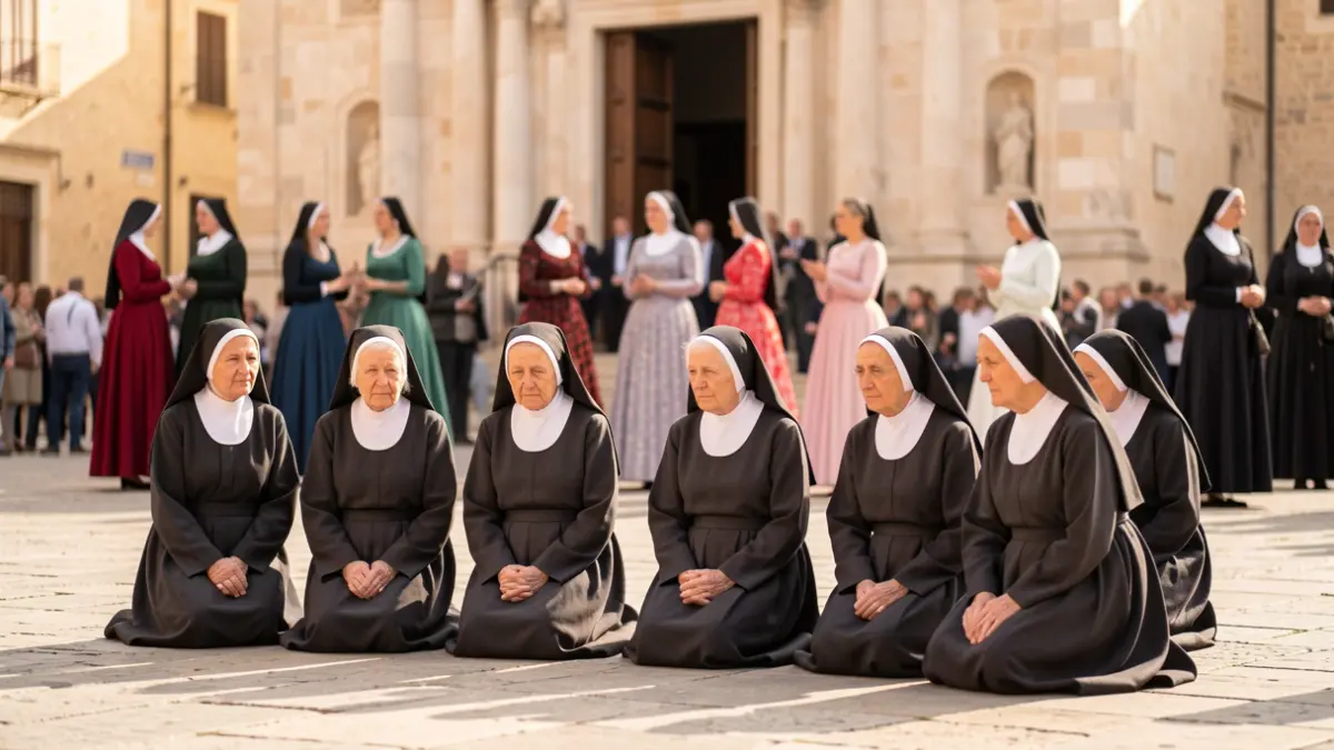 Generic image of nuns participating in a Fallas procession.
