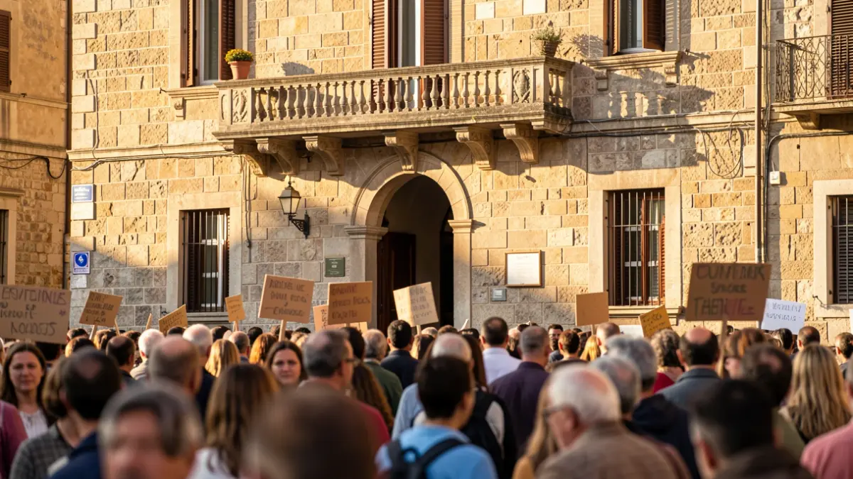 Imatge de la concentració de protesta davant l'ajuntament de Xàbia durant la vaga educativa.