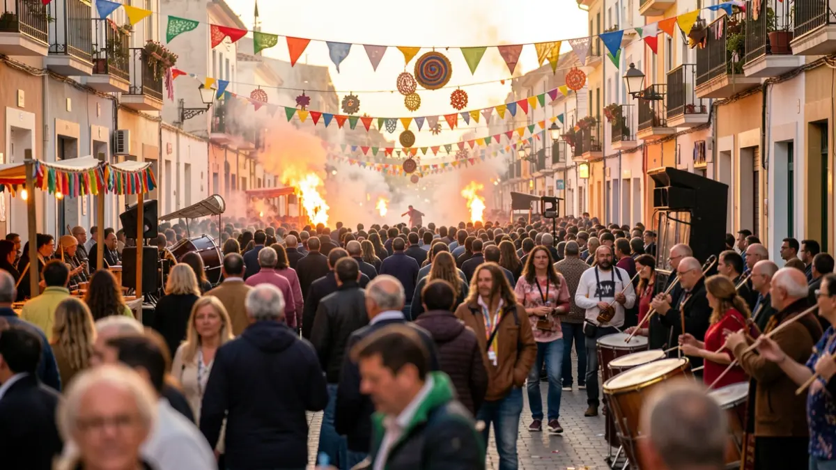 Generic image of a popular festival in Alacant with music and decorations.