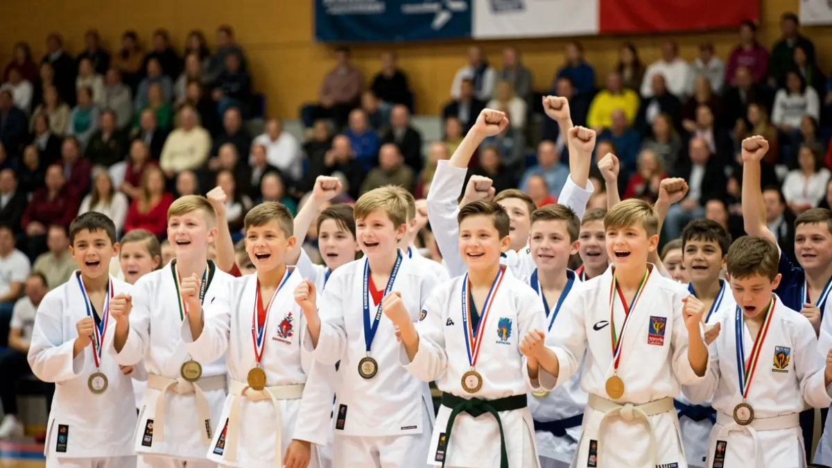 Imatge genèrica d'esportistes celebrant medalles.