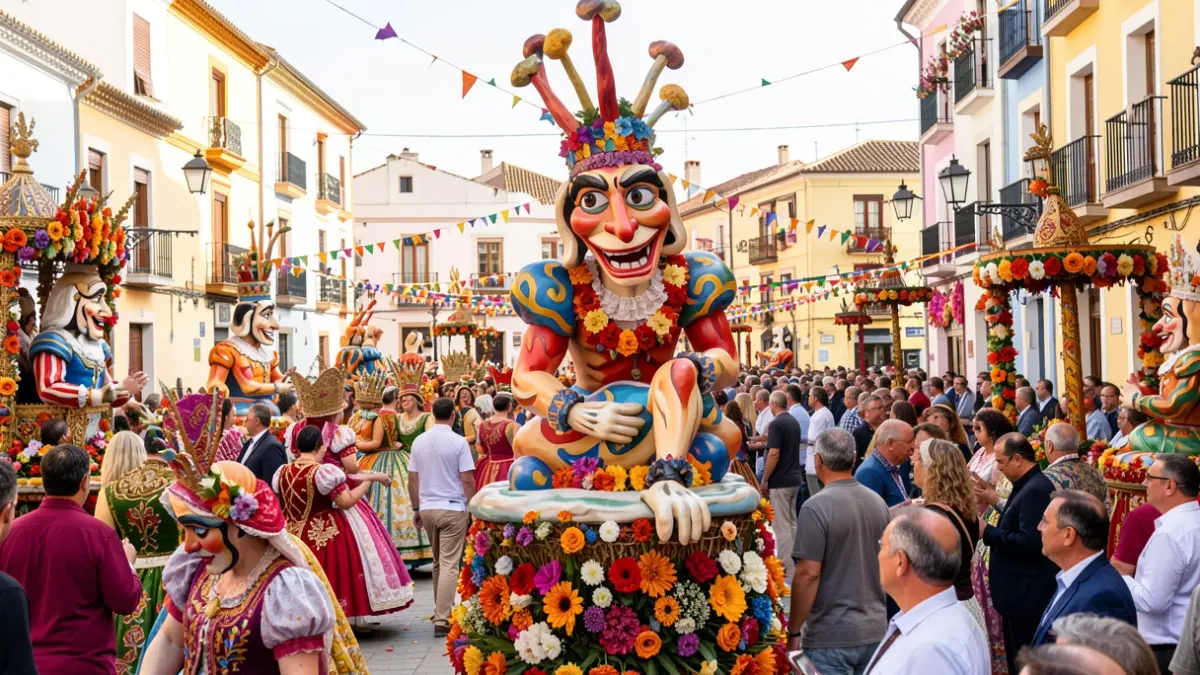 Imagen genérica de una celebración de las Fallas en Gandia con trajes tradicionales.