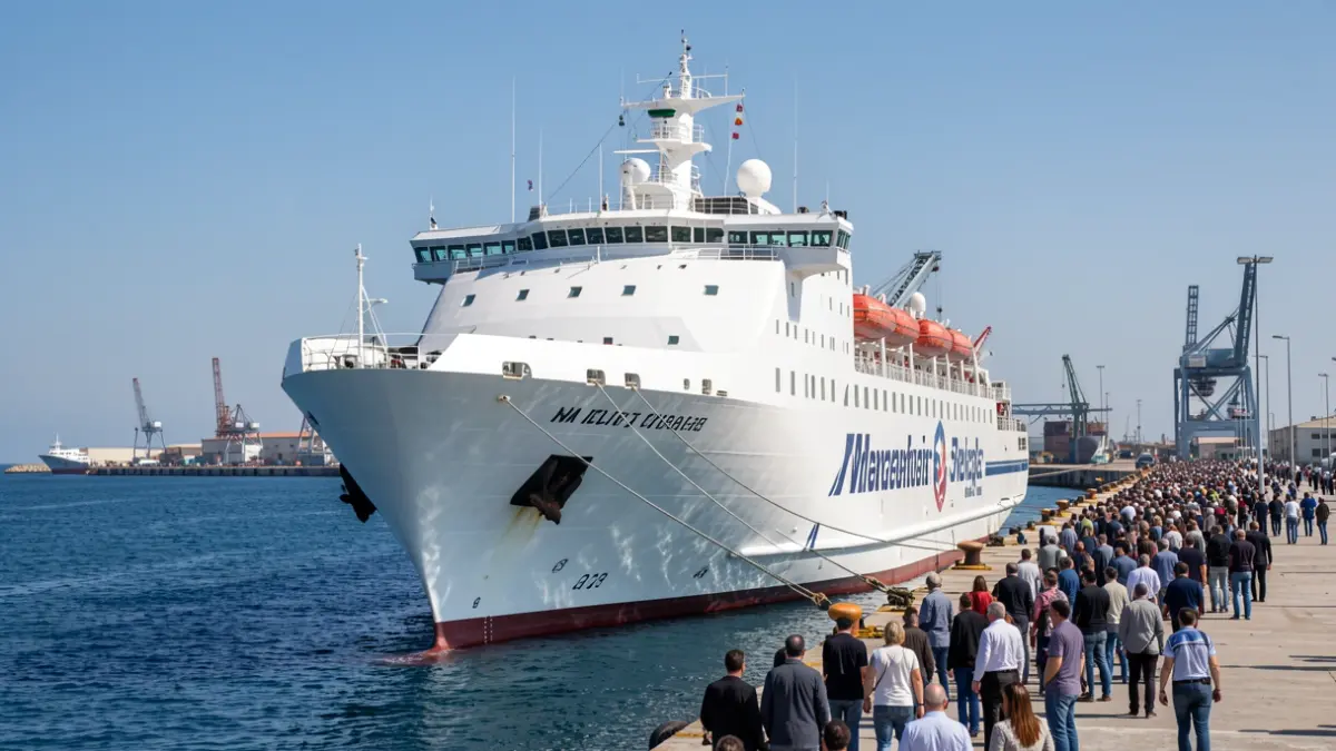 Imatge del vaixell humanitari atracat al port de Sagunt durant la seua missió.