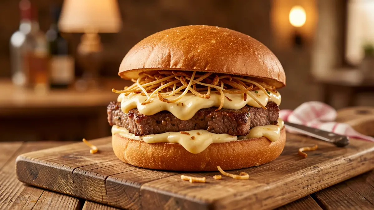 Image of a gourmet lamb sandwich, winner of a culinary competition.