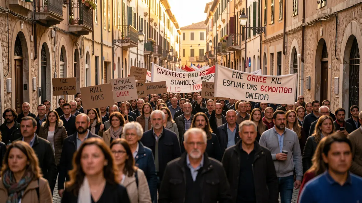 Imatge genèrica d'una manifestació al centre de València amb pancartes.