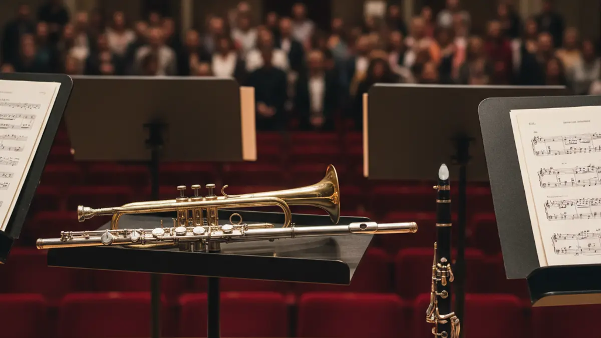 Generic image of musical instruments on a stage, representing a band gathering.