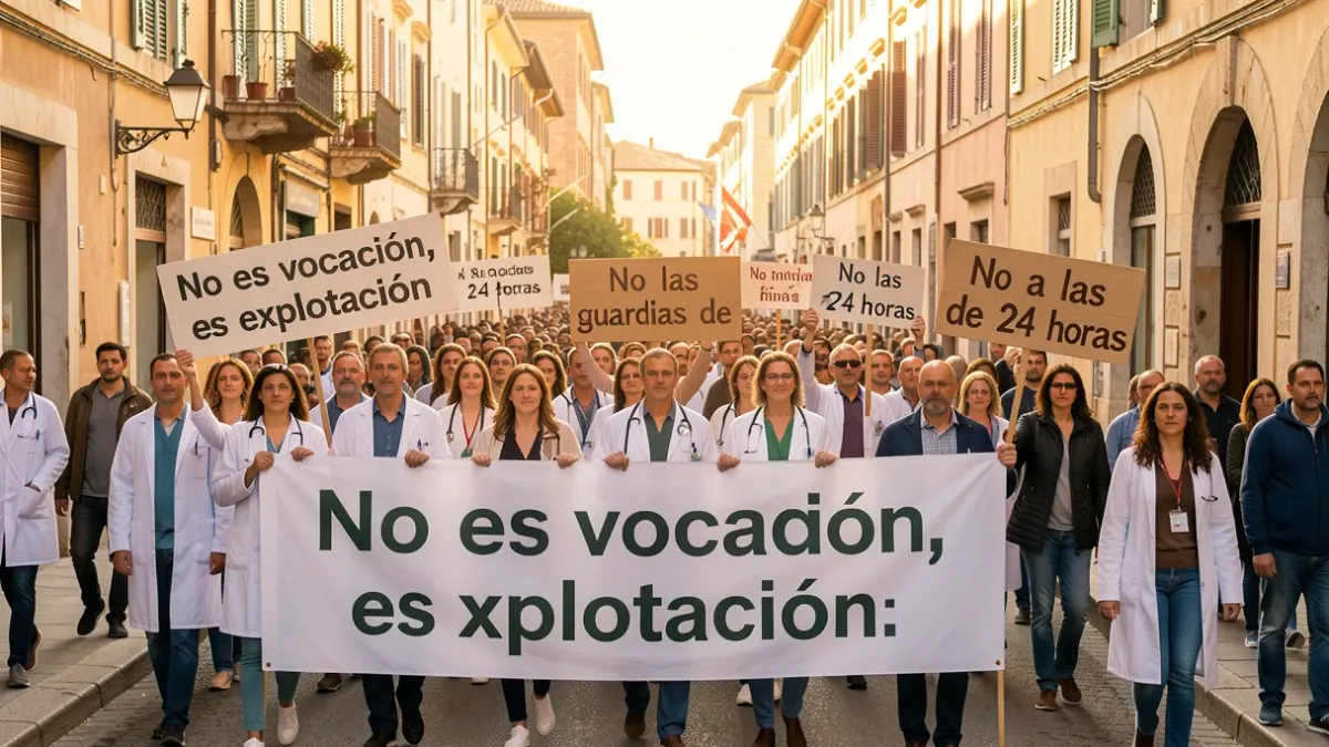 Imagen genérica de médicos manifestándose con pancartas.