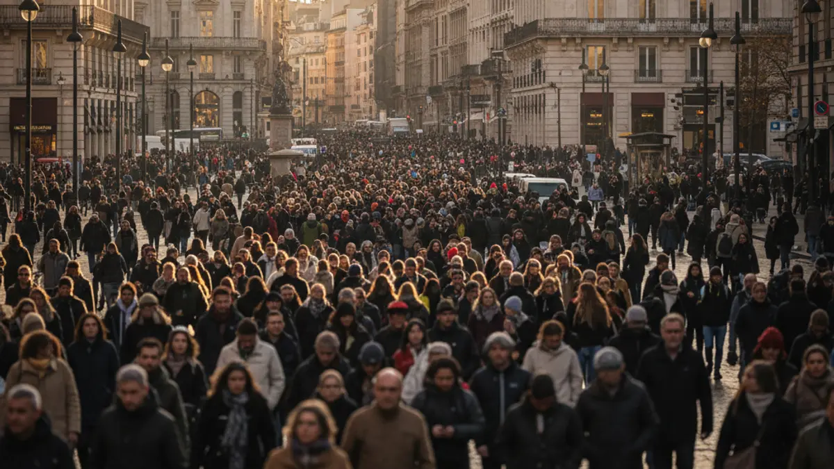 Imatge genèrica d'una manifestació multitudinària en un carrer de ciutat.