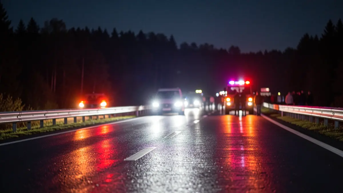 Imatge genèrica de llums d'emergència en una carretera de nit.