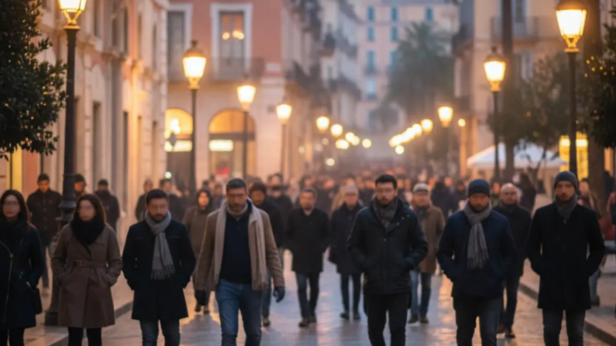 Imatge genèrica d'una protesta de docents en un carrer de la Comunitat Valenciana, amb pancartes i gent borrosa.