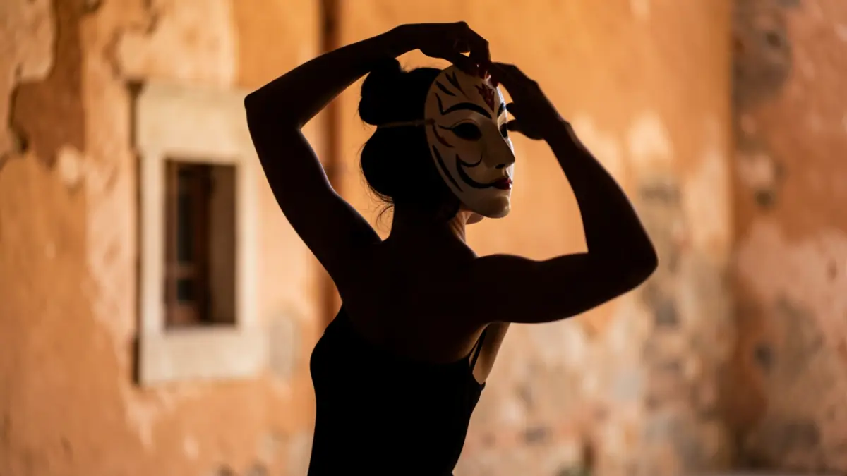 Imagen genérica de una bailarina con una máscara.