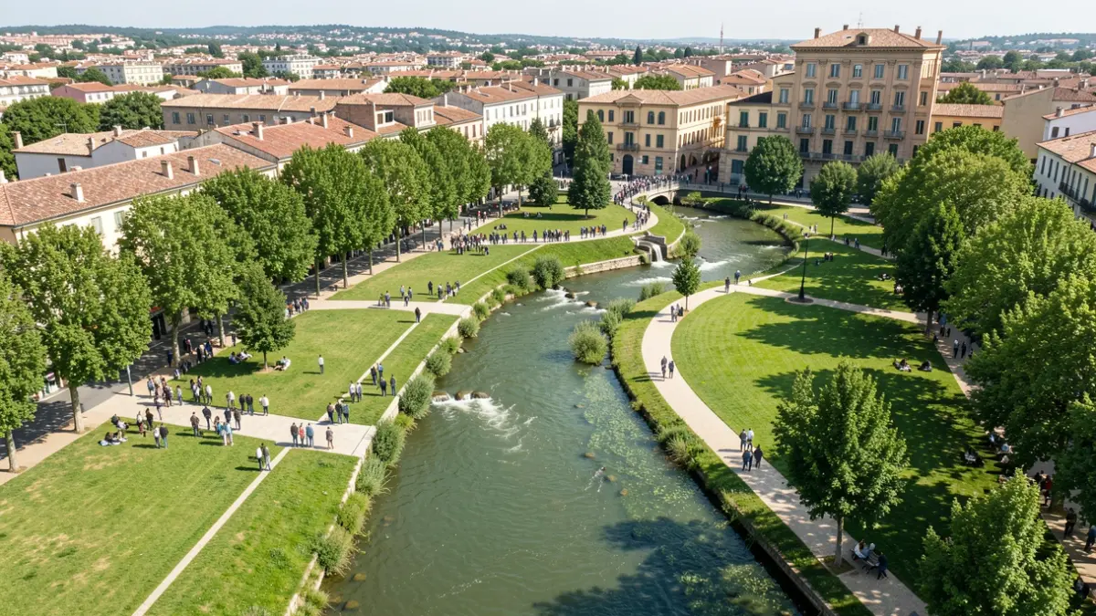 Imatge genèrica d'un parc urbà dissenyat per a la gestió d'inundacions.