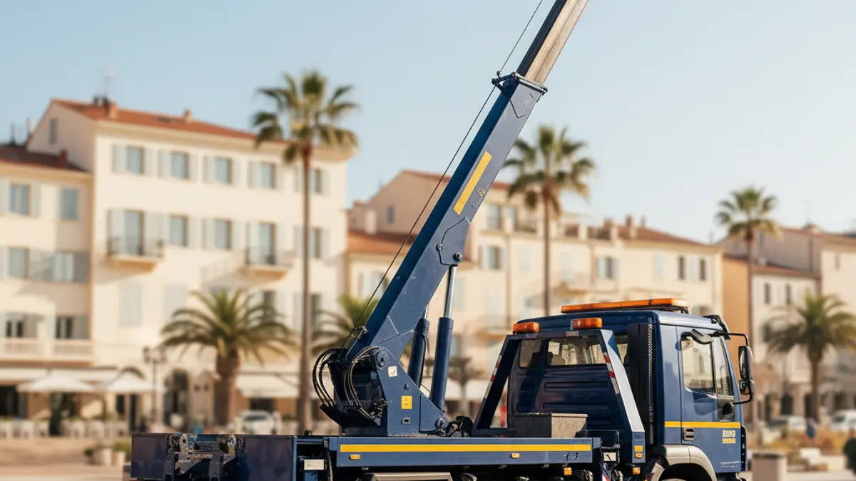 Imatge genèrica d'una grua municipal en una zona costanera mediterrània.
