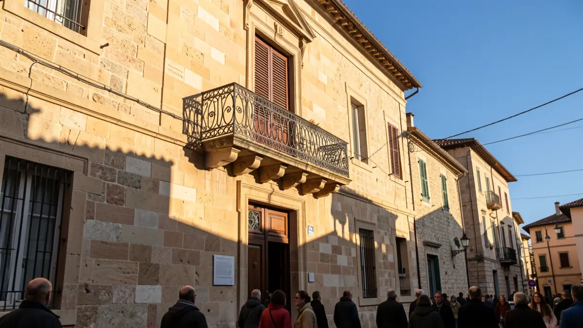 Façana de l'Ajuntament d'Orpesa en una vesprada assolellada.