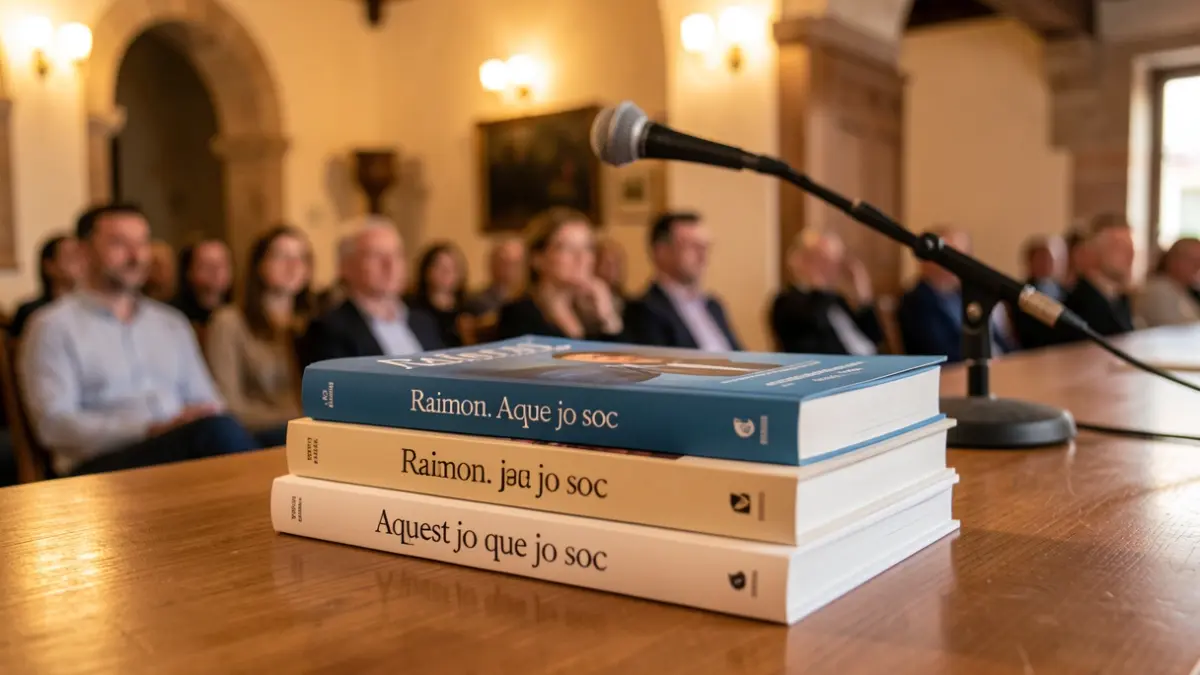 Imagen genérica de una presentación de libro con la obra 'Raimon. Aquest jo que jo soc'.