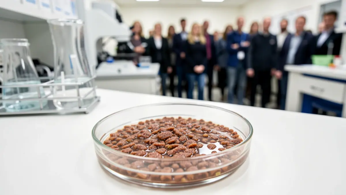 Imagen genérica de una placa de cultivo con microbiota fecal en un laboratorio médico.