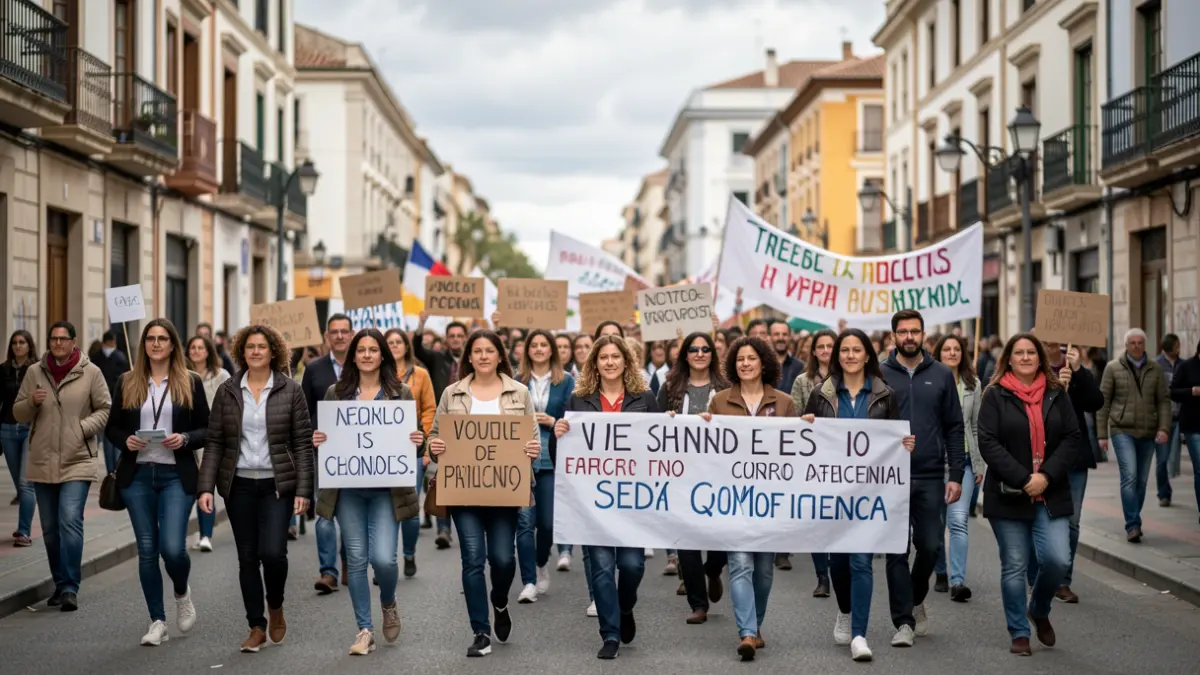 Imatge genèrica de professors manifestant-se pel centre de València.